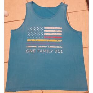 Vintage ONE FAMILY 911 Distressed Flag Men's Tank Top 9/11 Memorial Y2K  SZ XL